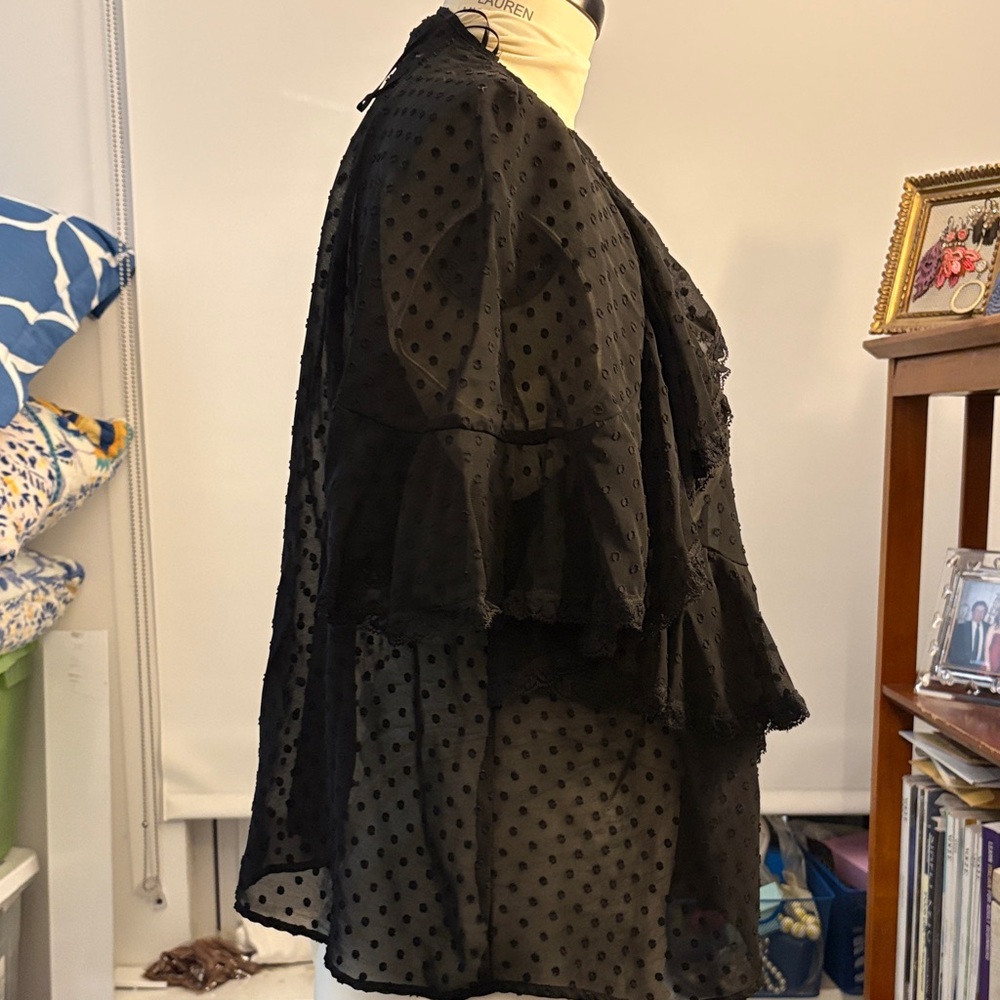 Zara Black Sheer Layered Blouse - Picture 9 of 14
